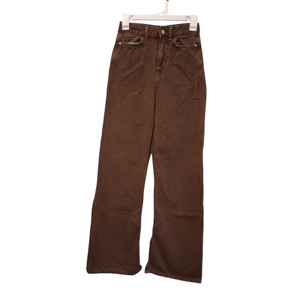Zara Flared Baggy High Waisted Womens Jeans Size 2 Brown - Picture 1 of 3